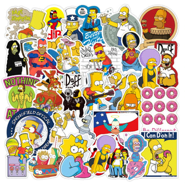 10/30/50pcs Funny Anime Cartoon Simpsons Graffiti Stickers Skateboard Guitar Suitcase Bike Laptop Waterproof Sticker Kids Toy (Online Order Only)