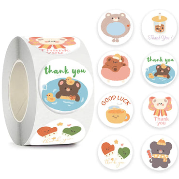 100-500pcs Cartoon Animals Sticker for Children 8 Designs Cute Thank You Scrapbooking Stationery Sealing Labels Rewards Stickers (ONLINE ORDER ONLY)