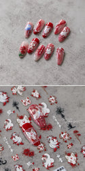 Pretty Red Equinox Flowers Tragedy Love Nine-tailed Fox Mask Manjusaka Chinese Style Soft Relief Nail Art Sticker Manicure Decal (ONLINE ORDER ONLY)