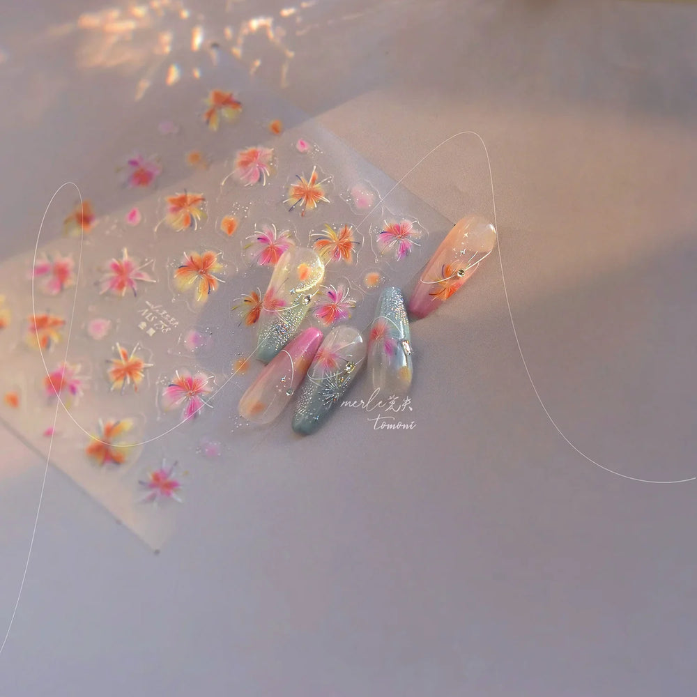 Fireworks Bloom Romantic Starry Sky Goldfish Metallics Color Gradient Self Adhesive Nail Art Stickers Halo Dyeing Manicure Decal (ONLINE ORDER ONLY)