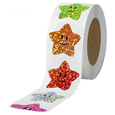 100-500pcs Holographic Star Reward Stickers Corlorful Adhesive Star Stickers Reward Chart Decorative Toy Gifts Sticker Labels (ONLINE ORDER ONLY)