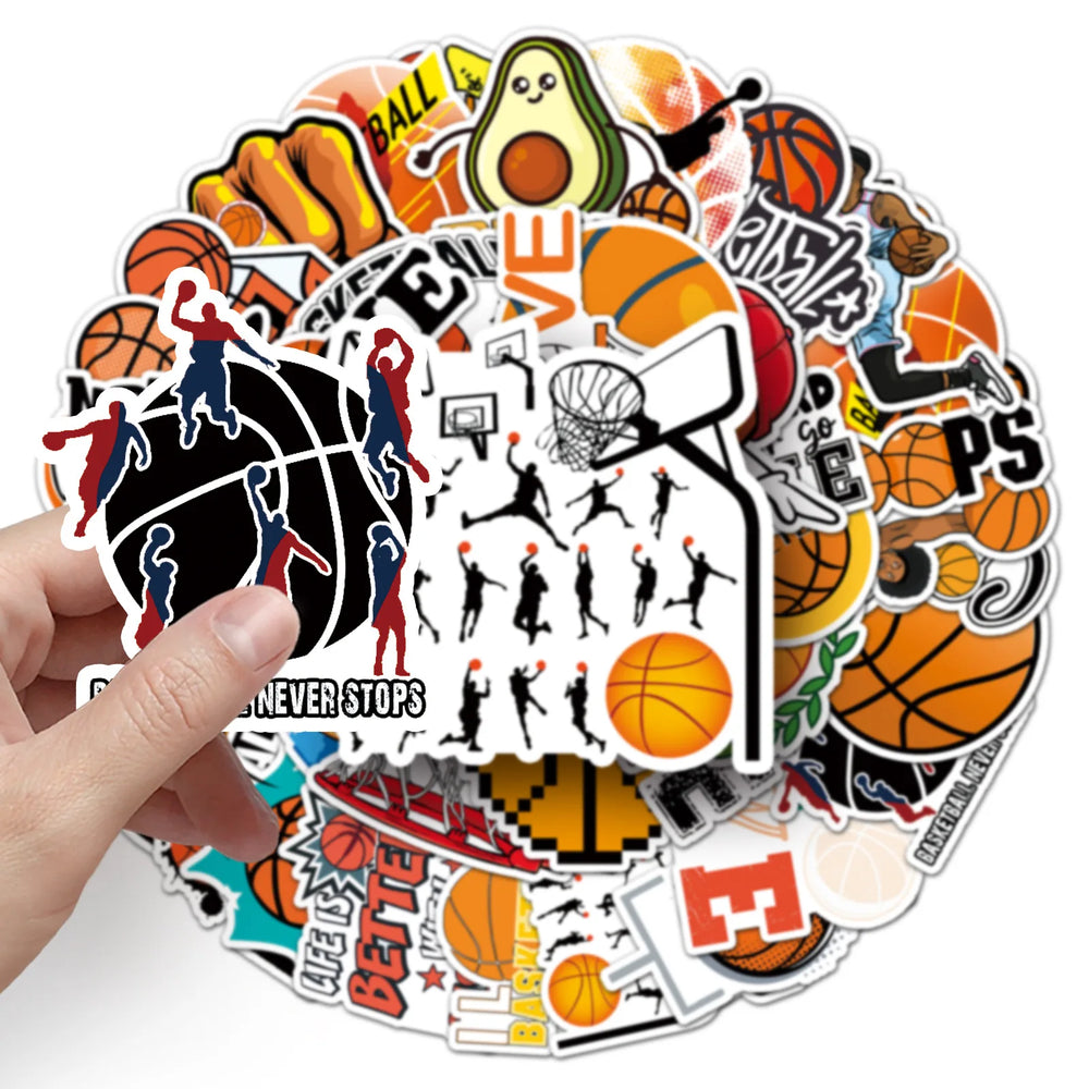 10/30/50PCS Cartoon Basketball Sports Stickers Graffiti iPad Helmet Car  DIY Personalized Wall Sticker Toys Decoration Wholesale (ONLINE ORDER ONLY)