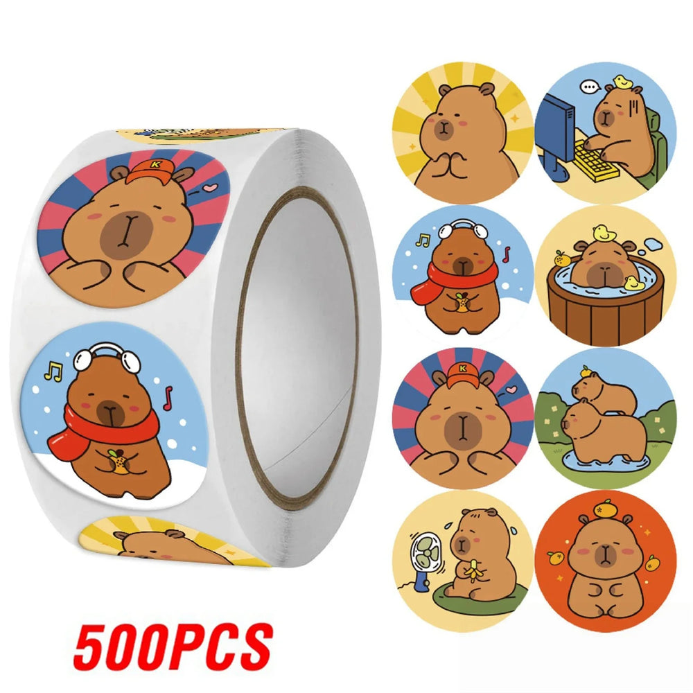 100-500pcs Capybara Thank You Sticker Cartoon Label Sealing Stationery DIY Decoration Scrapbooking School Supplies (ONLINE ORDER ONLY)