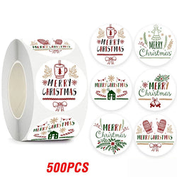 100-500pcs Merry Christmas Gift Decorative Stickers Round Thank You Labels Handmade Candy Biscuits Package Christmas Sticker (ONLINE ORDER ONLY)