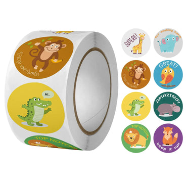 100-500PCS Reward Motivational Stickers Cartoon Animal Kids Toy Circus Elephant Lion Monkey Dolphin Stickers For Children Gifts (ONLINE ORDER ONLY)
