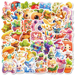 10/30/50PCS Kawaii Animal Stickers Cute Cartoon Food Graffiti Sticker Luggage Laptop Guitar Bike Skateboard 3D Decals Kids Toy (Online Order Only)