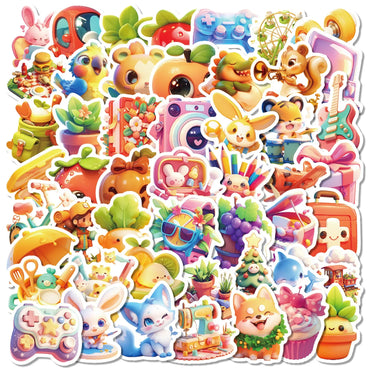 10/30/50PCS Kawaii Animal Stickers Cute Cartoon Food Graffiti Sticker Luggage Laptop Guitar Bike Skateboard 3D Decals Kids Toy (Online Order Only)