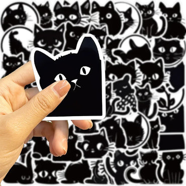 10/30/50PCS Kawaii Black Cat PVC Sticker Aesthetic Children's Decoration Scrapbooking for Kids Korean Stationery School Supplies (ONLINE ORDER ONLY)