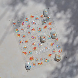 Sackful Starfish Goldfish Jellyfish Seahorse Bubbles Conch Ocean Whale Brocaded Carp Adhesive Nail Art Stickers Manicure Decals (ONLINE ORDER ONLY)