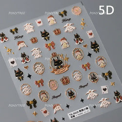 Poker Cards Mr Rabbit Tilted Teacup Bunny Cup Heart Star Block Bow Tie Hot Stamping Adhesive Nail Art Stickers Manicure Decals (ONLINE ORDER ONLY)