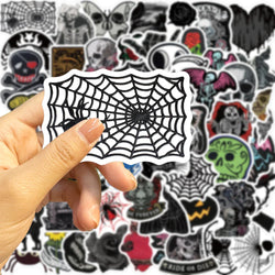 60PCS Dark Skull Spider Web Graffiti Sticker Cartoon Creative Sticker For Guitar Computer Car Waterproof Children Kids Sticker (ONLINE ORDER ONLY)
