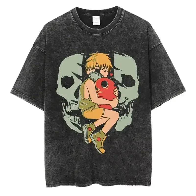 Chainsaw Man Vintage T-shirt Washed Cotton Tee (ONLINE ORDER ONLY)