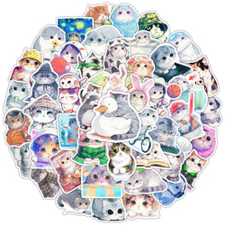 10/30/50PCS Cute Cat Stickers Kids Toys DIY Decoration Kawaii Animal Decals Fridge Luggage Laptop Phone Guitar Bike Skateboard (ONLINE ORDER ONLY)