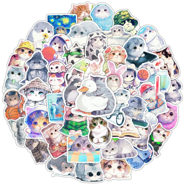 10/30/50PCS Cute Cat Stickers Kids Toys DIY Decoration Kawaii Animal Decals Fridge Luggage Laptop Phone Guitar Bike Skateboard (ONLINE ORDER ONLY)