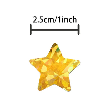 100-500pcs Holographic Golden Star Stickers For Kids Reward Foil Star Stickers Labels For Wall Crafts Classroom Supplies 1inch (ONLINE ORDER ONLY)