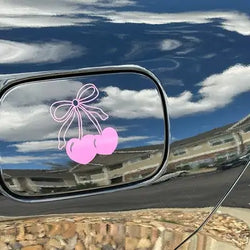 Cute Girly Cherry Bow For Car Stickers Decoration Bumper laptop Sticker Rear Window Fashion Stickers Plant Sport PVC Vinyl Decal (ONLINE ORDER ONLY)