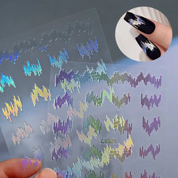6pcs/Set High Gloss Reflective Nail Sticker Glitter Laser Silver Dark Flashy Effect Manicure 3D Nail Art Decoration Sticker Y2K* (ONLINE ORDER ONLY)