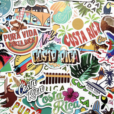 Costa Rica Cartoon Graffiti Stickers Pack - DIY Fridge Guitar Laptop Motorcycle Decals (Online Order Only)