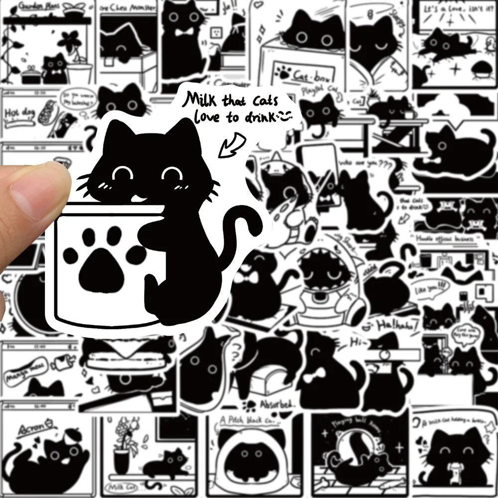 Kawaii Black Cat Stickers for Phone, Notebook, Bike, Skateboard, Luggage - 10/30/50PCS (Online Order Only)