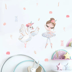 Ballerina Swan Flower Wall Stickers for Kids Room Decor (ONLINE ORDER ONLY)