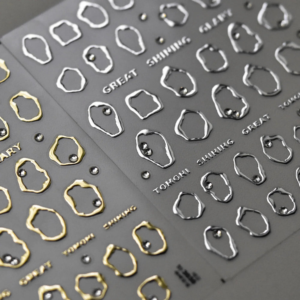 Gold Silver Line Irregular Shape Shiny Rhinestone 5D Bronzing Soft Relief Self Adhesive Nail Art Stickers Nail Decoration Decals (ONLINE ORDER ONLY)