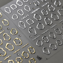Gold Silver Line Irregular Shape Shiny Rhinestone 5D Bronzing Soft Relief Self Adhesive Nail Art Stickers Nail Decoration Decals (ONLINE ORDER ONLY)