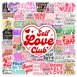 Girl Selflove club Stickers Positive Energies DIY Gift Decal for Laptop Phone Scrapbook Notebook Luggage Decorative Waterproof (Online Order Only)