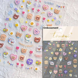 Lovely Dog Puppy Dream Heart Flower Star Pizza Food Sugar Skewers Strawberry Desserts Adhesive Nail Art Stickers Manicure Decals (Online Order Only)