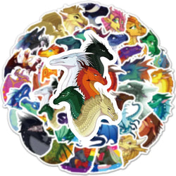 Wings of Fire Dragon Stickers - 10/30/60PCS Cartoon Decals for Laptop, Luggage, Skateboard, Kids (Online Order Only)