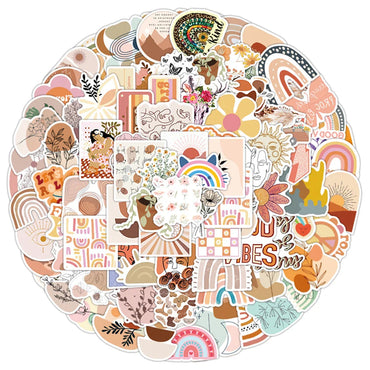 10/30/50/100PCS Cute Fahion Art Pop Style Bohemian Aesthetic Stickers Scrapbook Phone Laptop Car Graffiti Sticker for Girls Kids (ONLINE ORDER ONLY)