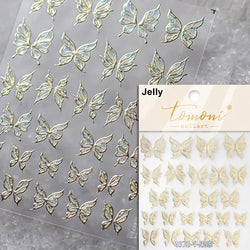 Charming Beautiful Black White Small Butterfly Flower Petal Love Heart Bowknot 5D Self Adhesive Nail Art Sticker Manicure Decals (Online Order Only)