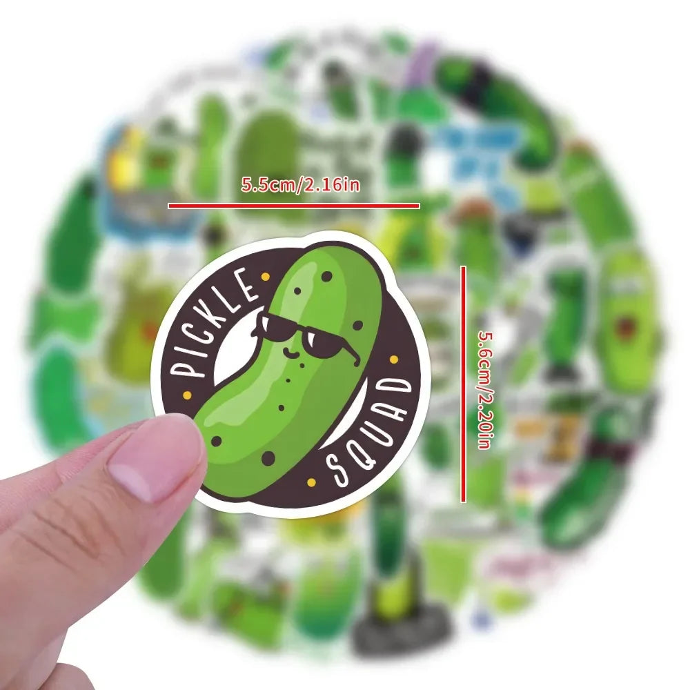 10/60Pcs Pickled Cucumber Cartoon Graffiti Stickers Phone Guitar Laptop Notebook Suitcase Cup Waterproof Sticker Decals Kids Toy (ONLINE ORDER ONLY)