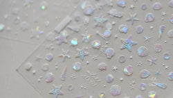 Summer Beach Ocean Shell Starfish Clams Conch Stars Sea Bubble Seasnail Soft Relief Decoration Nail Art Stickers Manicure Decals (ONLINE ORDER ONLY)