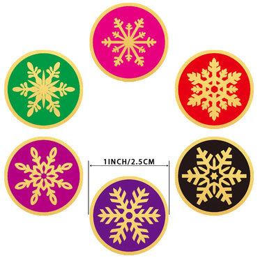100-500PCS Christmas Snowflake Sticker DIY Baking Sticker Round Adhesive Scrapbooking Christmas stickers (ONLINE ORDER ONLY)