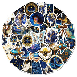 10/30/50PCS Kawaii Blue Starry Sky Sticky PVC Sticker Aesthetic Stationery DIY Decoration Scrapbooking School Supplies for Kids (ONLINE ORDER ONLY)