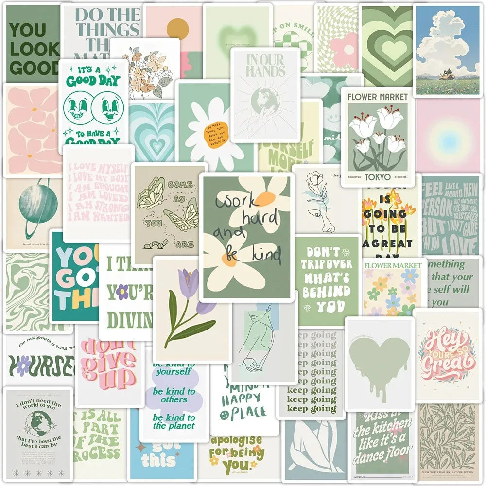 Cartoon Inspirational Quote Stickers - Motivational Decals for Laptop, Scrapbook, Diary, Kids (10/30/50pcs) (ONLINE ORDER ONLY)