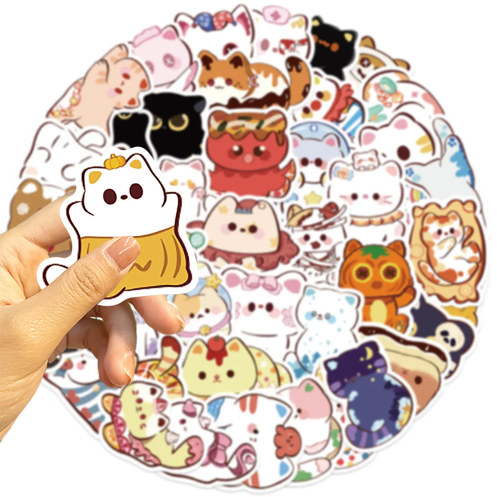 Cartoon Cat Stickers Pack - Cute Animal Decals for DIY, Scrapbook, Laptop, Guitar (Online Order Only)