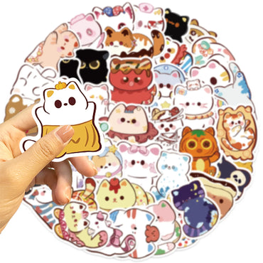 Cartoon Cat Stickers Pack - Cute Animal Decals for DIY, Scrapbook, Laptop, Guitar (Online Order Only)