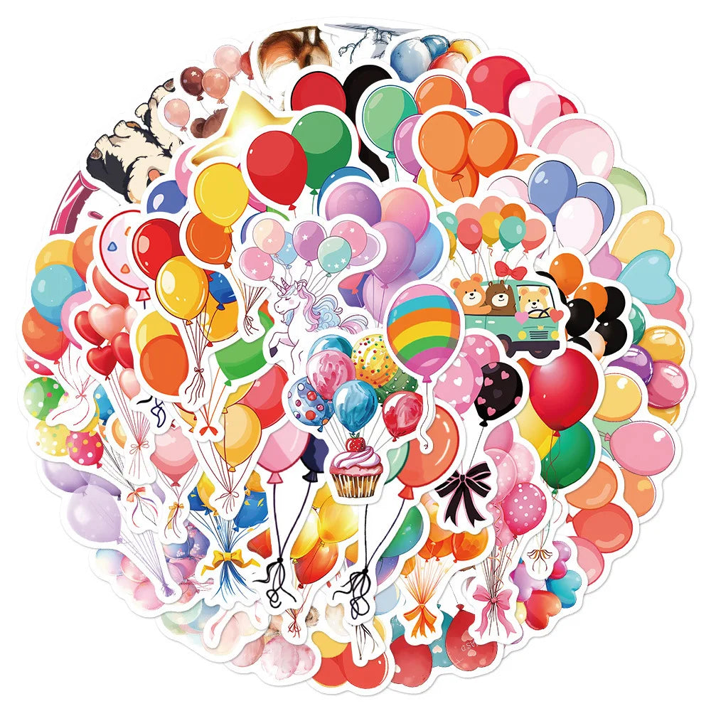 10/30/50PCS Cartoon Balloon Stickers Festive Atmosphere Ornament Decals DIY Laptop Phone Guitar Diary Scrapbook Bike Kids Toy (ONLINE ORDER ONLY)