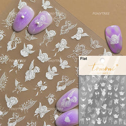 White Black Wings Feather Angel Demon Devil Dreamy Hot Stamping English Letter Adhesive Nail Art Stickers Manicure Tool Decals (Online Order Only)