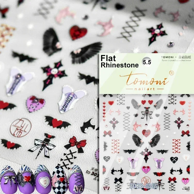 Cat Eye Shiny Blue Purple Spider Cross Love Heart Star Snake Web Jelly Thrilling Nail Art Stickers Manicure Decals Halloween (ONLINE ORDER ONLY)