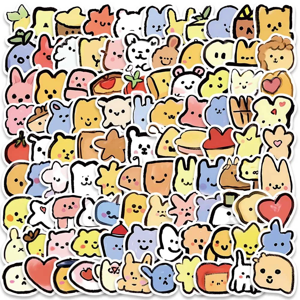 100pcs Funny Cute Cartoon Animals Meme Stickers Pack Vinyl Laptop Phone Decals Luggage Skateboard Guitar Waterproof Graffiti (ONLINE ORDER ONLY)