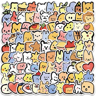 100pcs Funny Cute Cartoon Animals Meme Stickers Pack Vinyl Laptop Phone Decals Luggage Skateboard Guitar Waterproof Graffiti (ONLINE ORDER ONLY)