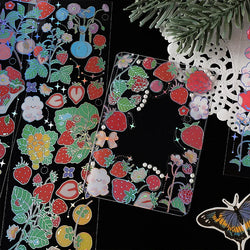 3Pcs/lot Cute Strawberry Flowers Decorative Sticker PET Scrapbooking Sticker Label Diary Album Stationery Aesthetic Art Supplies (ONLINE ORDER ONLY)