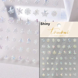 Dressy Embossment Colorful Gradient Snowflakes Laser Silver Christmas Tree Winter Bowknot Santa Nail Art Stickers Manicure Decal (Online Order Only)