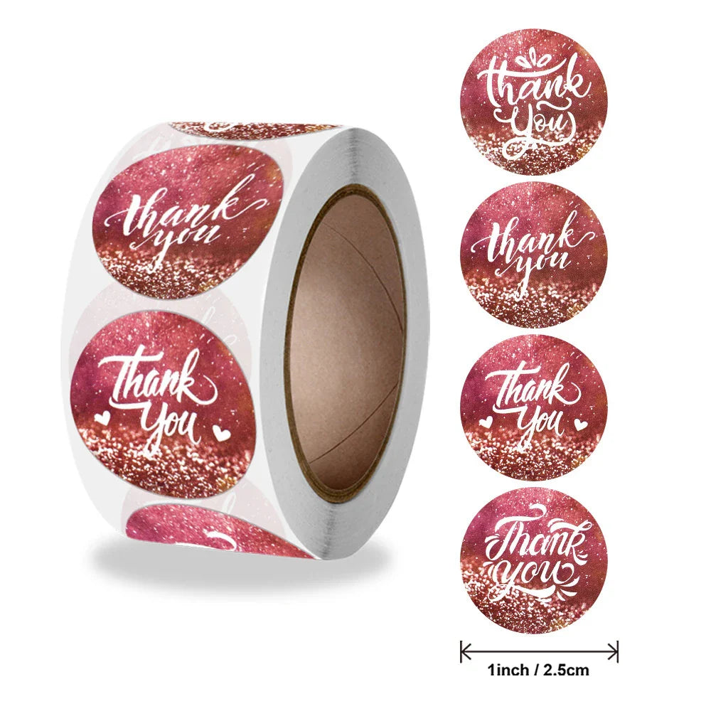 500pcs/roll Round Brown labels Thank You Kraft Stickers 1 inch Wedding Pretty Gift Envelope Sealing Label Stickers Stationery (ONLINE ORDER ONLY)
