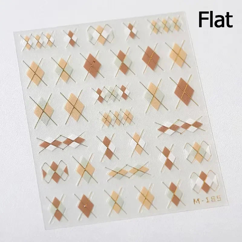 Charming Geometric Black Khaki Brown Grid Houndstooth Snowflake Flat Chic  Adhesive Nail Art Decoration Stickers Manicure Decals (Online Order Only)