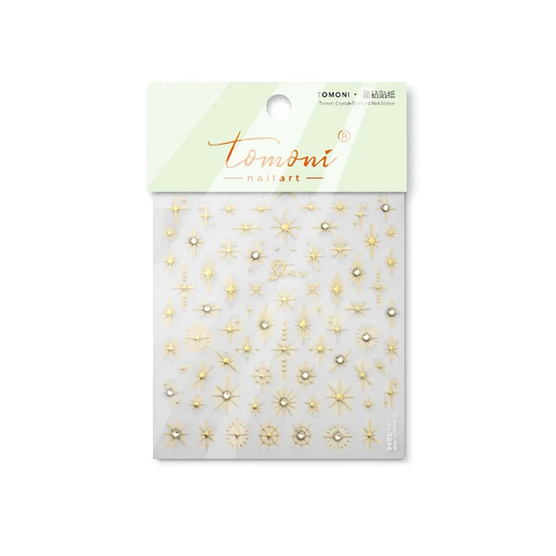 Gold Silver Star Laser Pink Colorful Glitter Starlight Sparkle Rhinestones Relief Nail Art Decorations Stickers Manicure Decals (ONLINE ORDER ONLY)