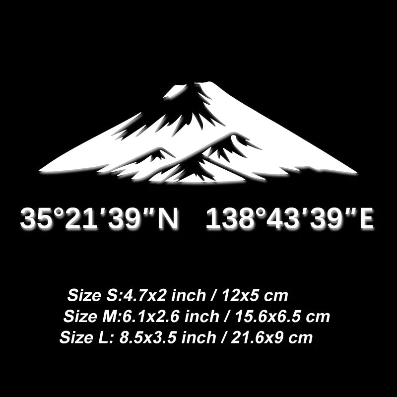 MOUNT FUJI Stickers with its longitude and latitude decal,creative&fashion with high quality for car trucks motorcycles &laptops (ONLINE ORDER ONLY)