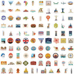 10/30/50/100PCS World Famous Building Stickers Travel Landmark Waterproof Guitar Suitcase Laptop Phone Luggage Car Sticker Decal (ONLINE ORDER ONLY)